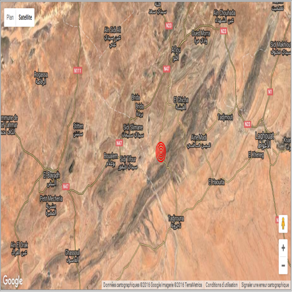 Secousse tellurique de magnitude 3.8 à El-Bayadh