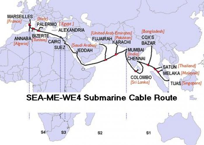 Perturbation mercredi matin d'Internet suite à des travaux sur le câble sous-marin SMW-4