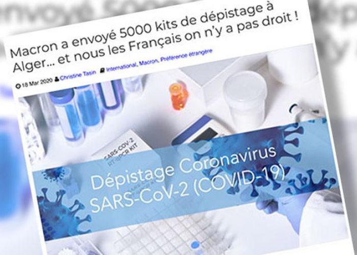 C'est l'Institut Pasteur et non l'Etat français qui a envoyé des tests de dépistage en Algérie 