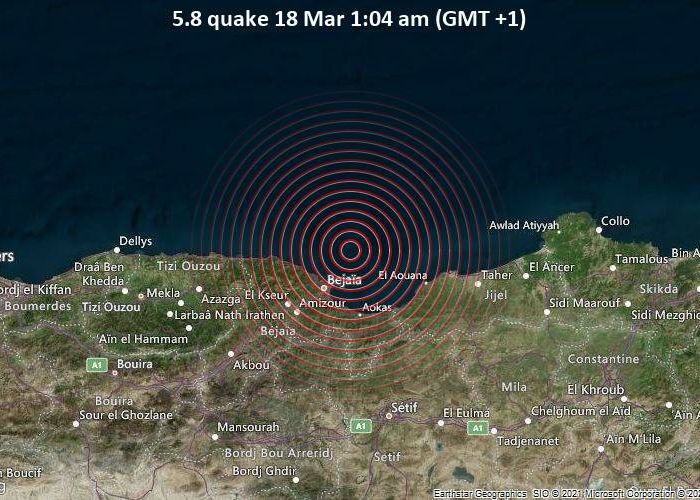  L’activité sismique continue à Béjaïa : séisme de 3,1 degrés, au nord-est de Cap Carbon