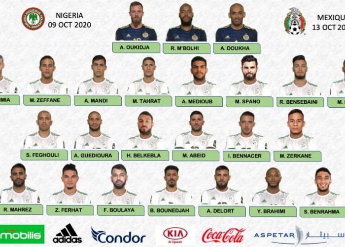 Football : La liste des 24 joueurs retenus pour les matchs amicaux de l'Algérie face au Nigéria et au Mexique