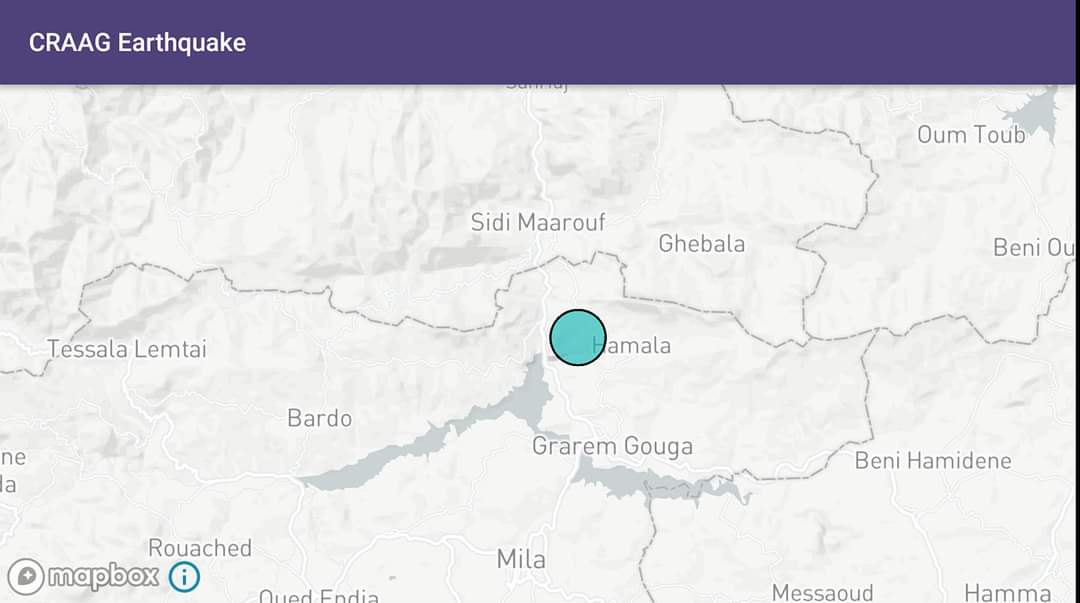 Secousse tellurique de 3.5 degrés au Nord-ouest de Mila